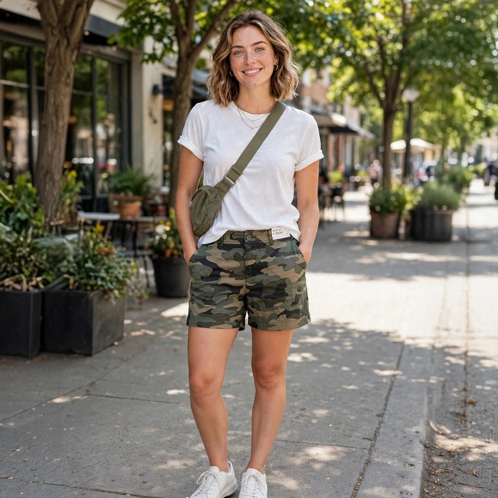 New York & Company Hampton 4" Camo Shorts Green Camouflage Size‎ 8 NWT